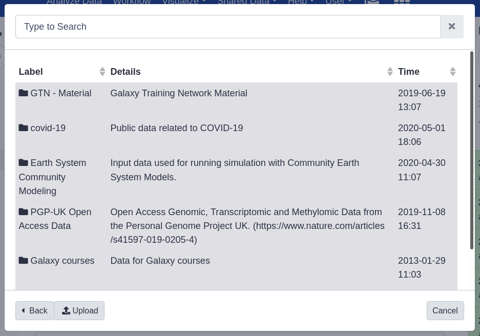 data library access from tool form