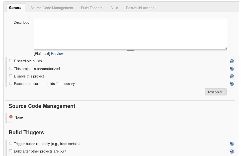 Job configuration interface. 