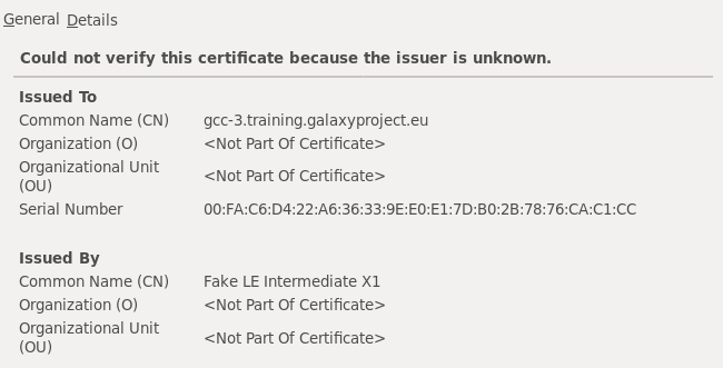 Certificate information. 