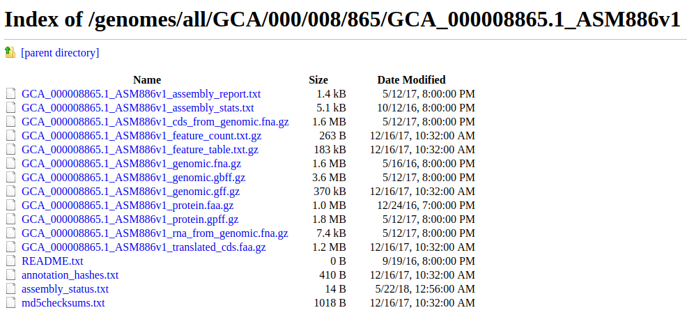 GenBank assembly files for an E. coli strain. 