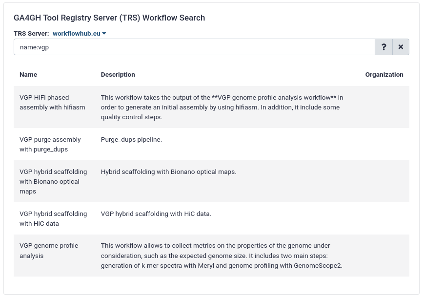 Figure 3: Workflow menu. 