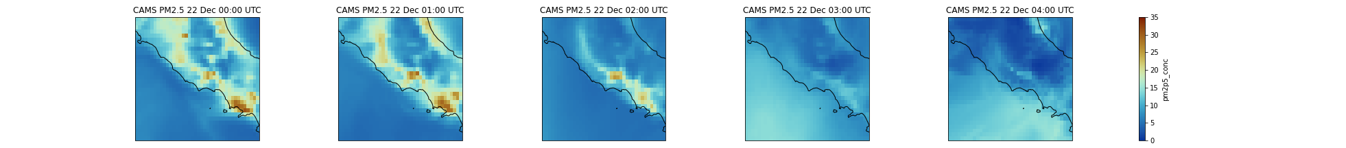 Daily mean for PM2.5 over Italy. 