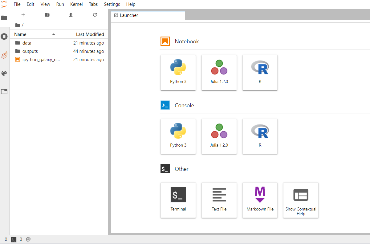 Jupyterlab climate session interface. 