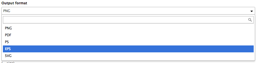 Screenshot of a select drop down with several image formats.
