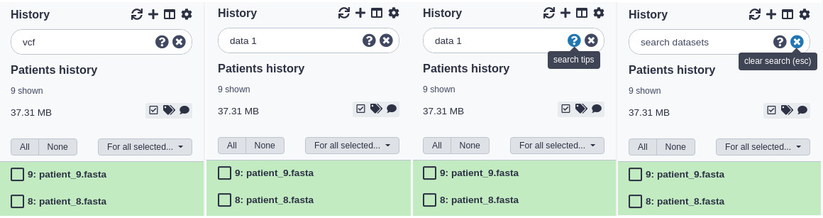 Searches for dataset