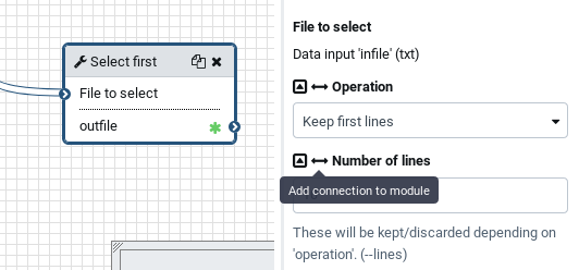 Button for selecting connections. 