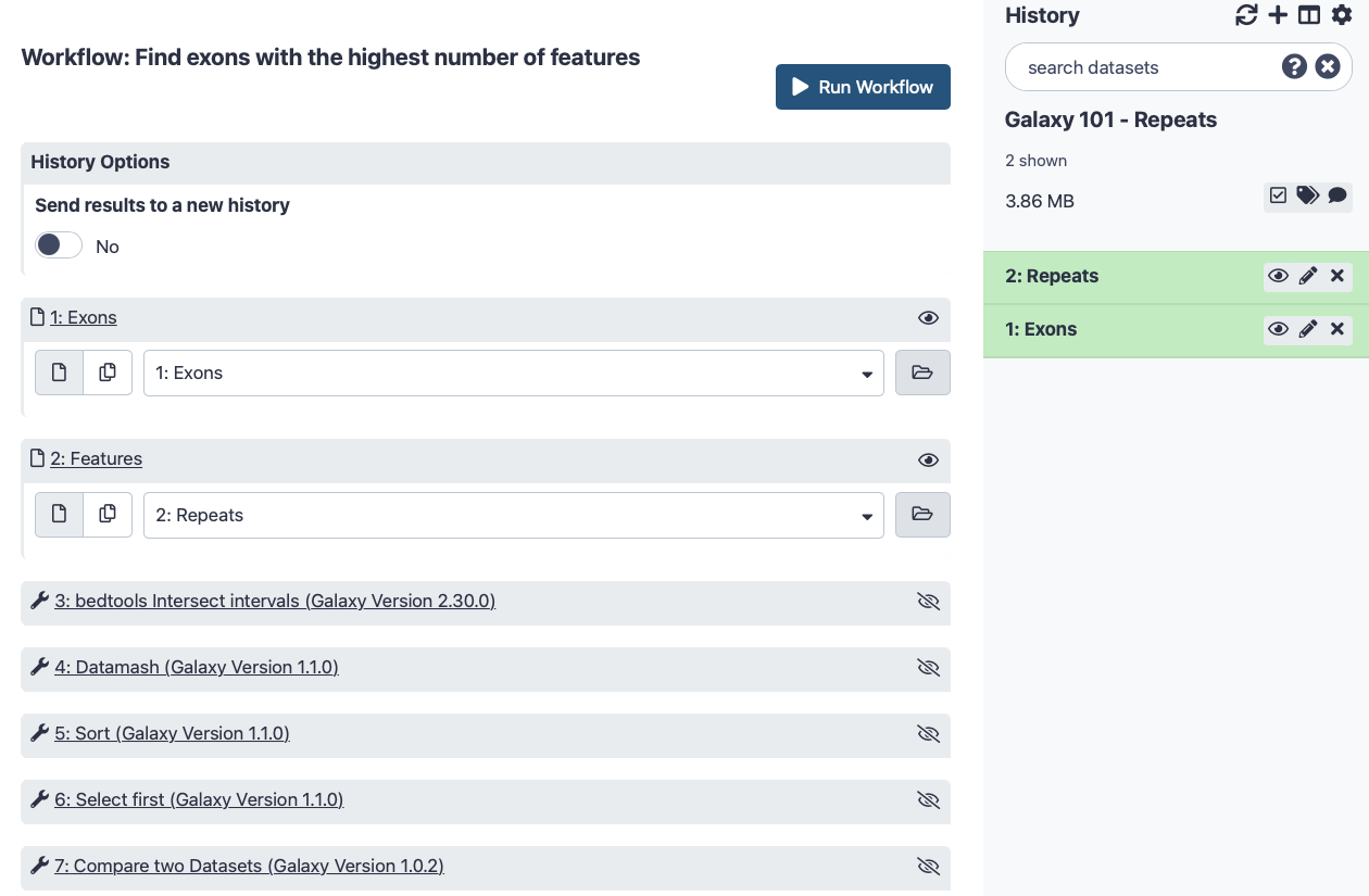 Settings for running the workflow. 