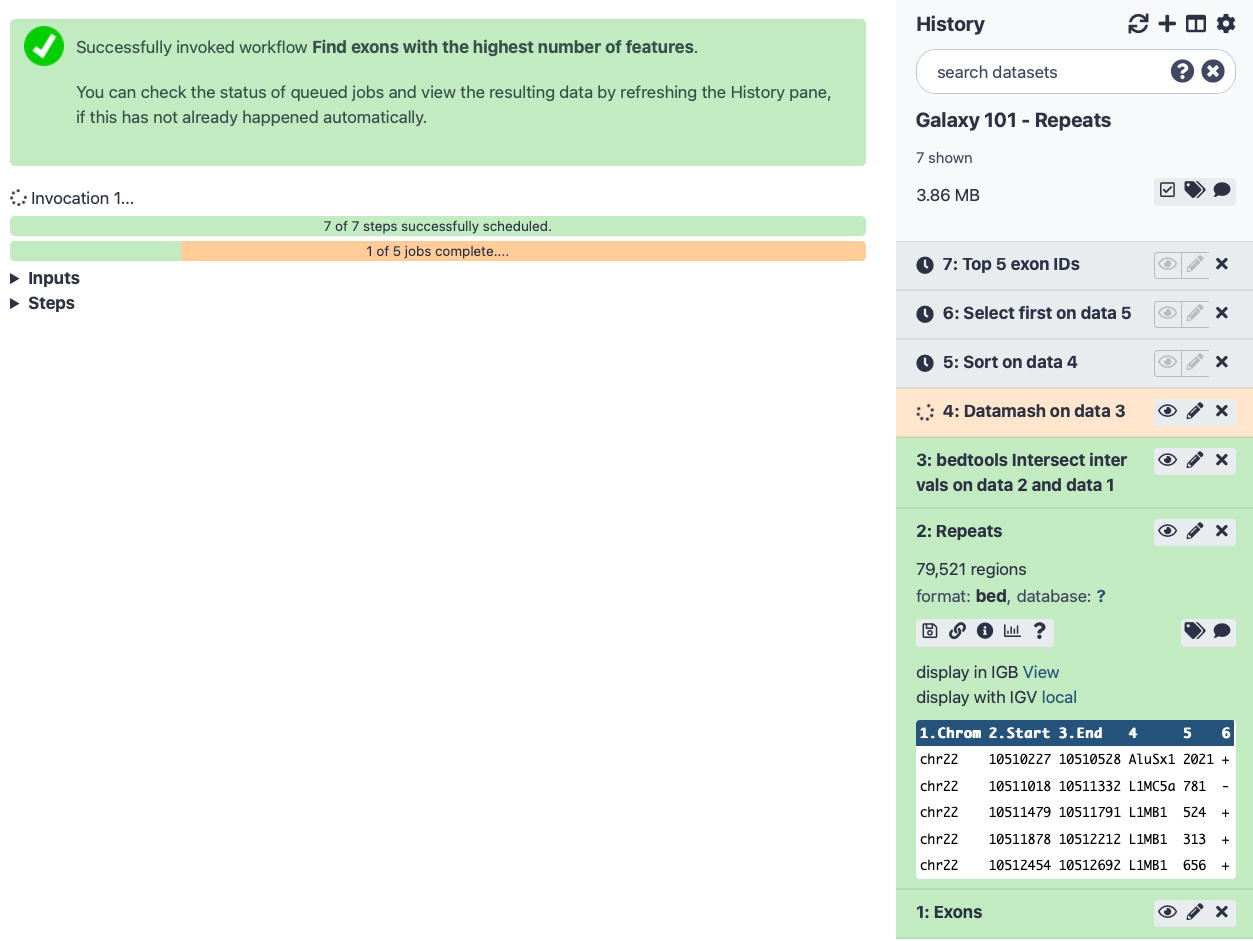 Datasets appearing in the history. 