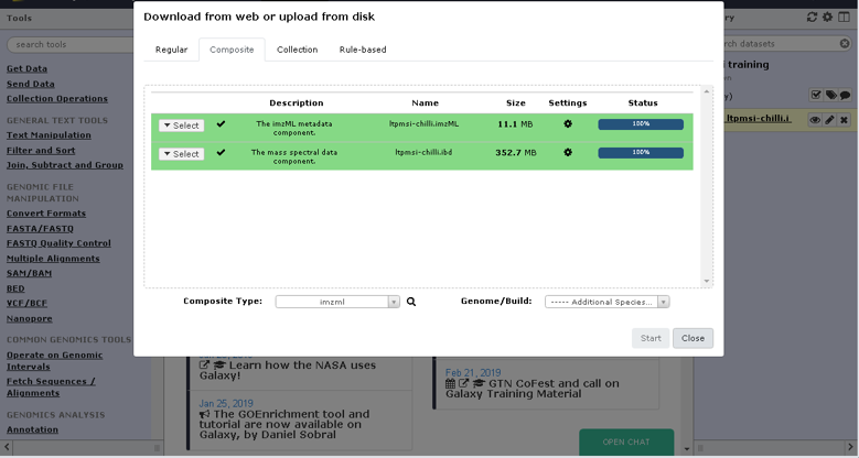 Upload imzML files. 