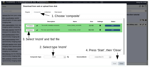 Upload imzML files. 