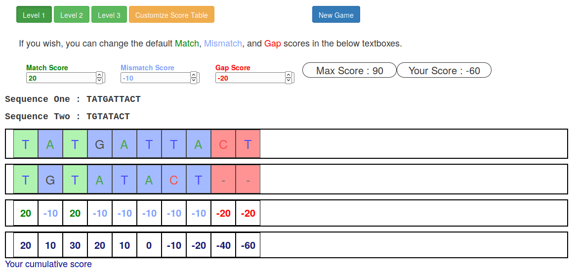 Recording of alignment game