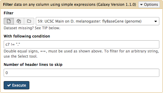 Filter parameters. 