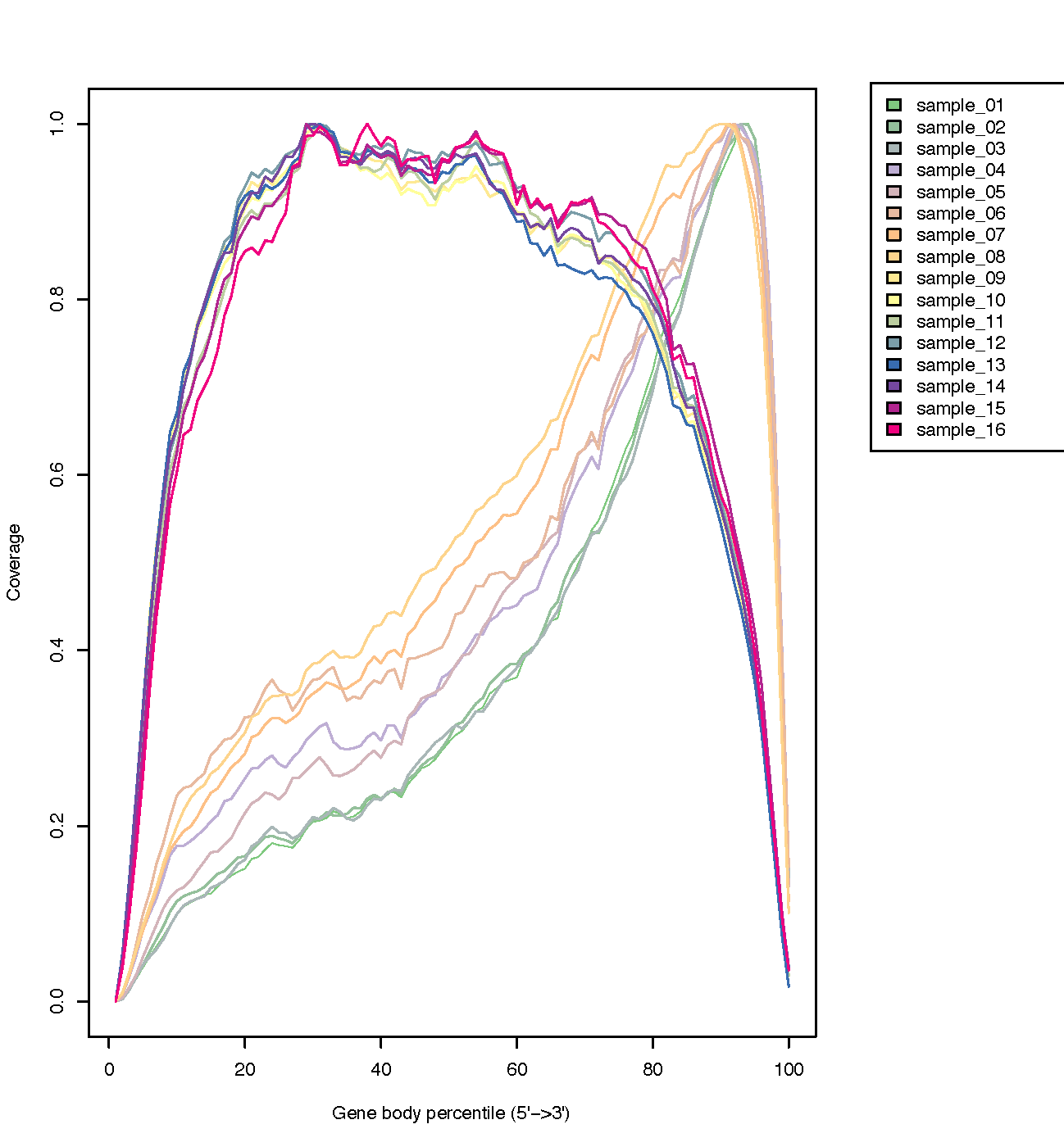 Gene Body Coverage comparison. 