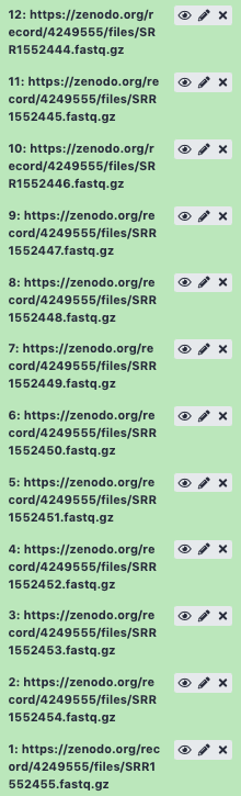 Samples imported as datasets. 