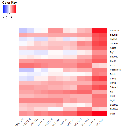 Heatmap with no scaling. 