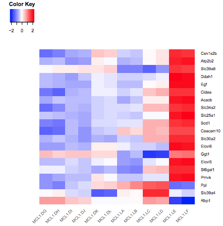 Heatmap sorted by logFC. 