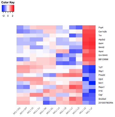 Heatmap for top logFC. 