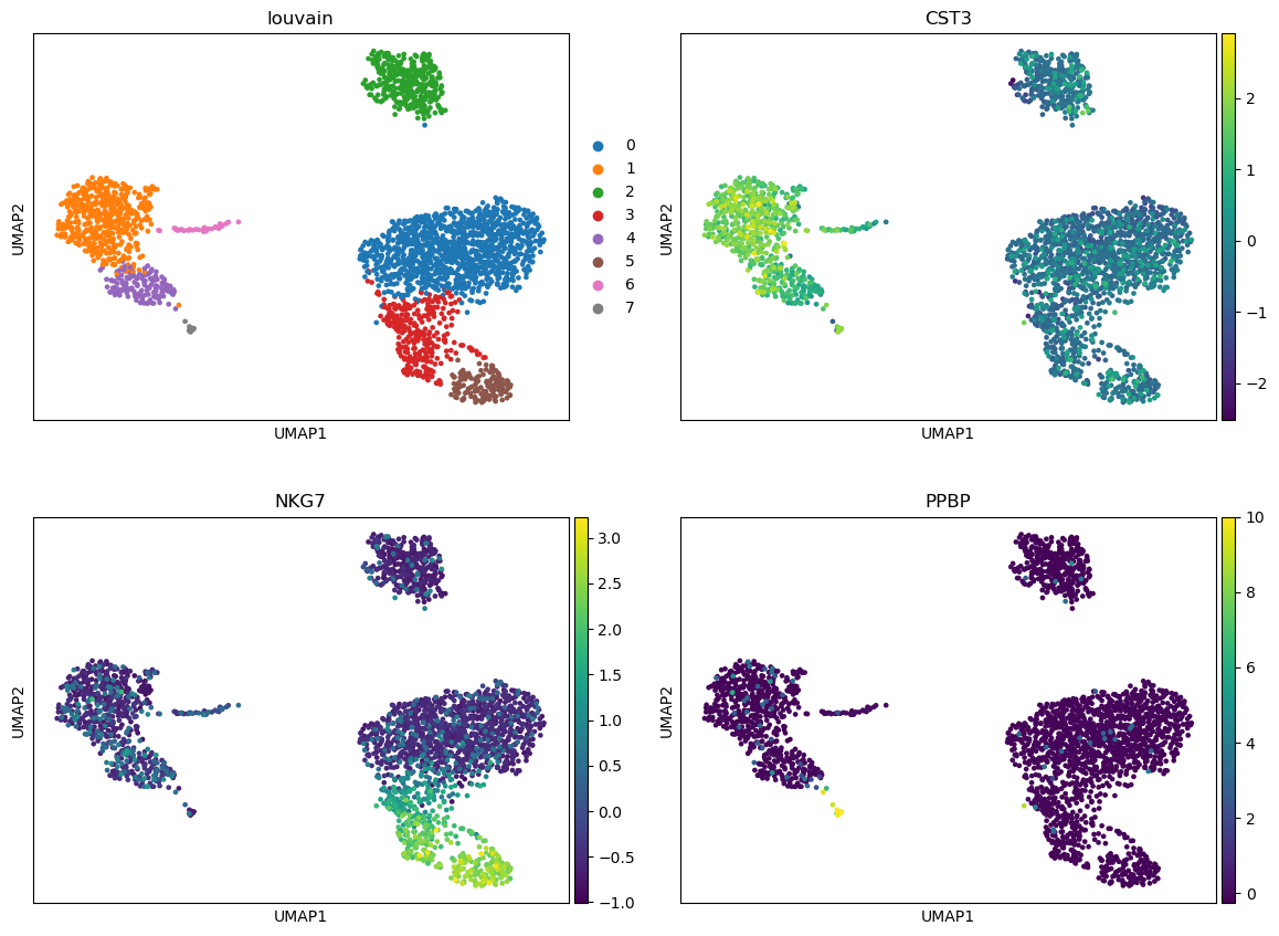 UMAP coordinates after clustering. 