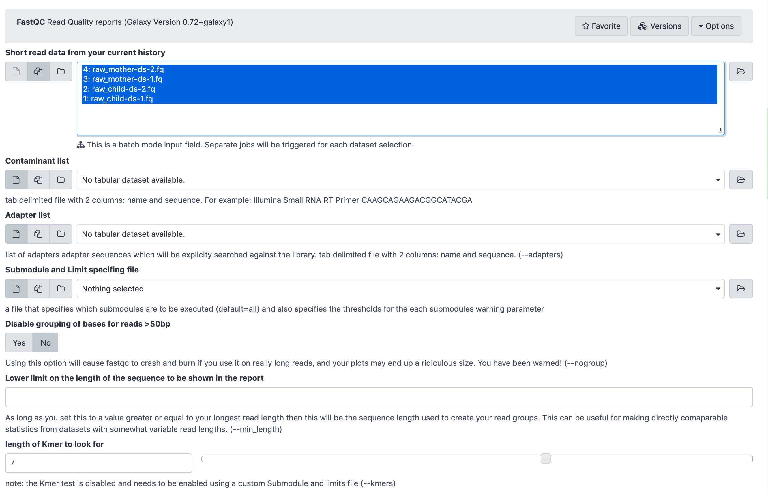 FastQC input and dependencies. 